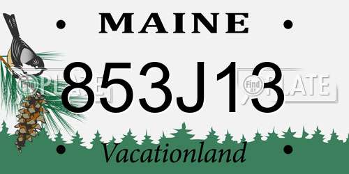 853J13 Maine License Plate