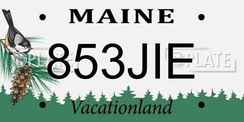 853JIE Maine License Plate
