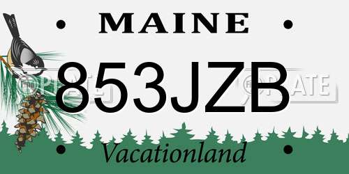 853JZB Maine License Plate