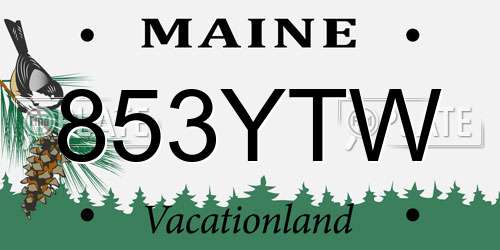 853YTW Maine License Plate