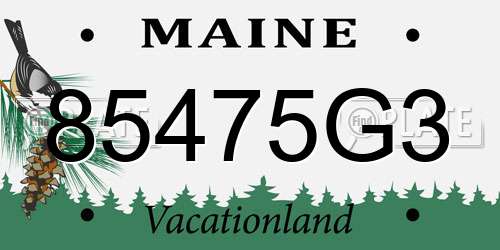 85475G3 Maine License Plate