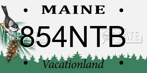 854NTB Maine License Plate