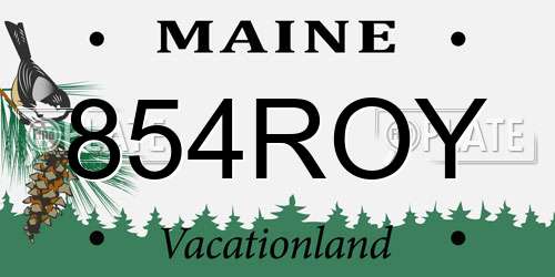 854ROY Maine License Plate