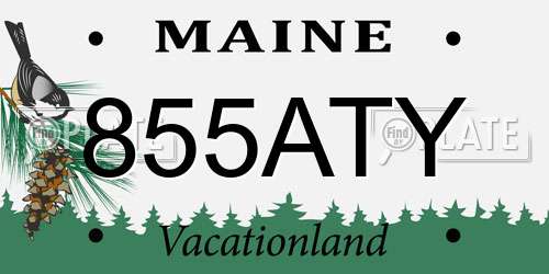 855ATY Maine License Plate
