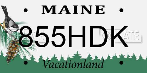 855HDK Maine License Plate