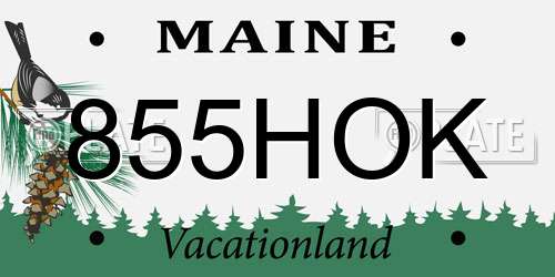 855HOK Maine License Plate