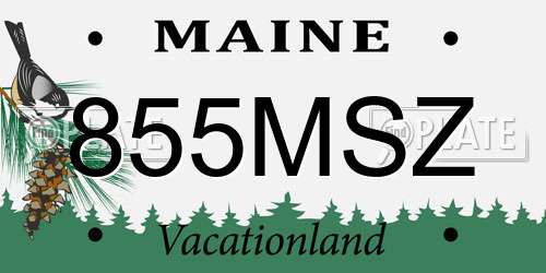 855MSZ Maine License Plate