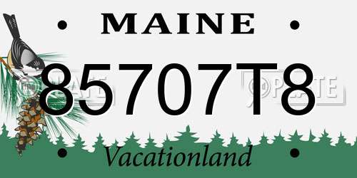 85707T8 Maine License Plate