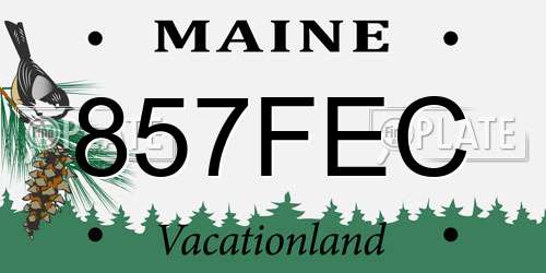 857FEC Maine License Plate