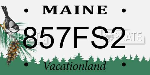 857FS2 Maine License Plate