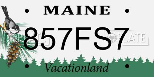 857FS7 Maine License Plate
