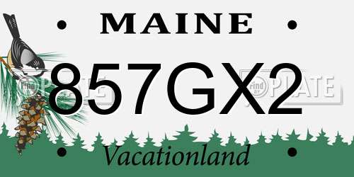 857GX2 Maine License Plate