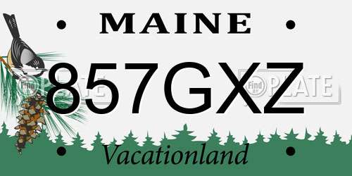 857GXZ Maine License Plate