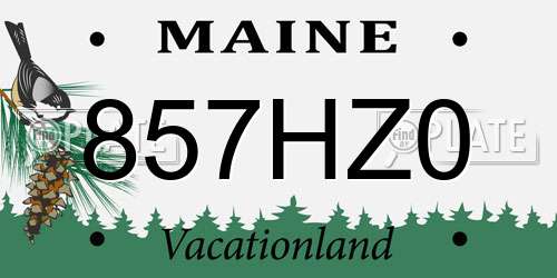 857HZ0 Maine License Plate