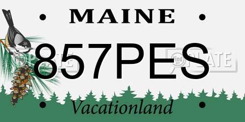 857PES Maine License Plate