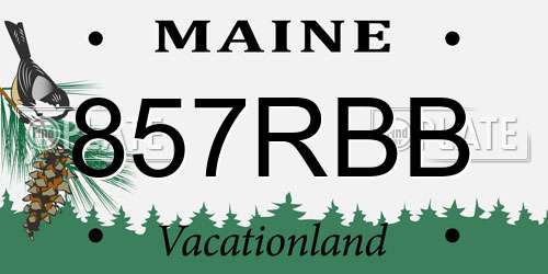 857RBB Maine License Plate