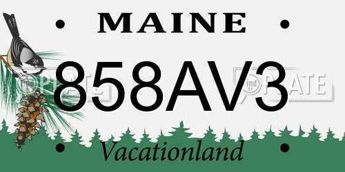 858AV3 Maine License Plate