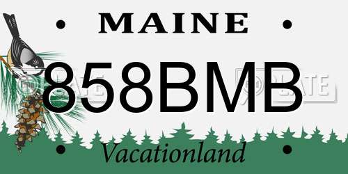858BMB Maine License Plate