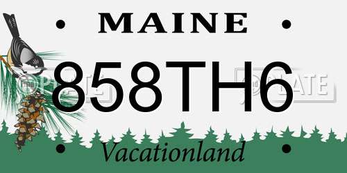 858TH6 Maine License Plate