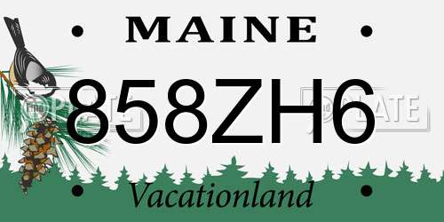 858ZH6 Maine License Plate