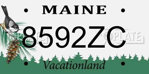 8592ZC Maine License Plate
