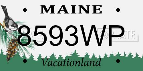8593WP Maine License Plate