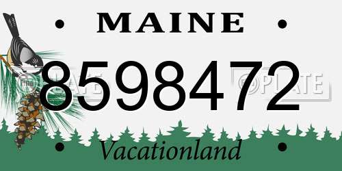 8598472 Maine License Plate