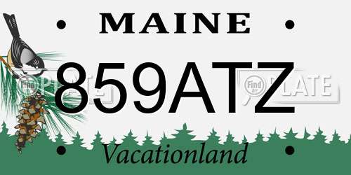 859ATZ Maine License Plate