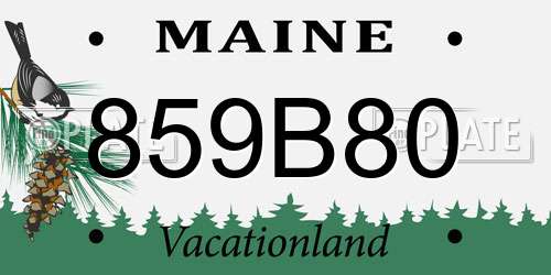 859B80 Maine License Plate
