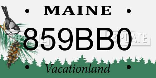 859BB0 Maine License Plate