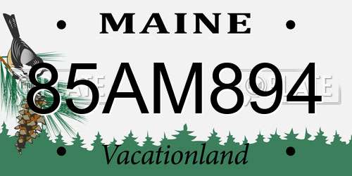 85AM894 Maine License Plate