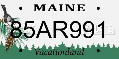 85AR991 Maine License Plate