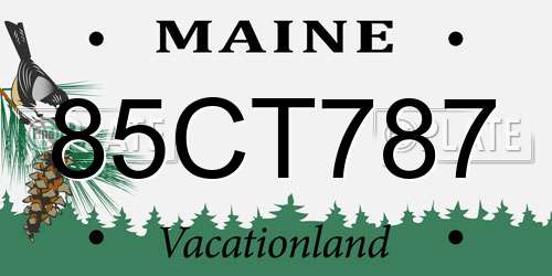 85CT787 Maine License Plate