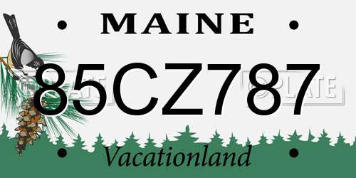 85CZ787 Maine License Plate