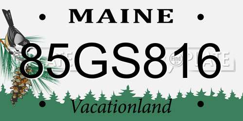 85GS816 Maine License Plate