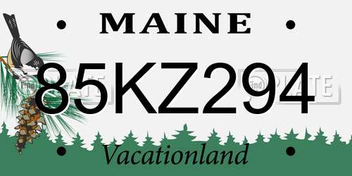 85KZ294 Maine License Plate