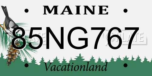85NG767 Maine License Plate