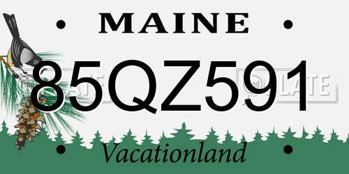 85QZ591 Maine License Plate