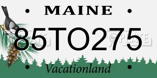 85TO275 Maine License Plate