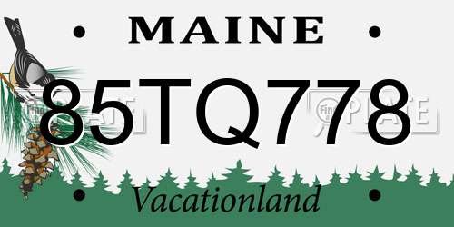 85TQ778 Maine License Plate