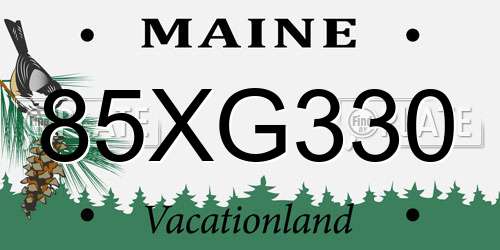 85XG330 Maine License Plate