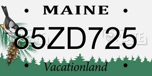 85ZD725 Maine License Plate