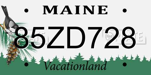 85ZD728 Maine License Plate