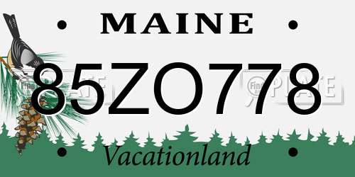 85ZO778 Maine License Plate