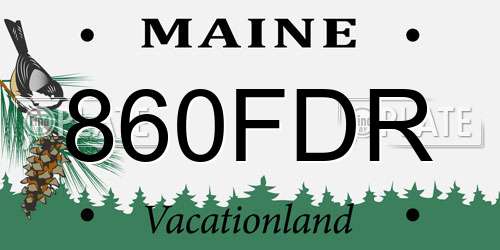 860FDR Maine License Plate