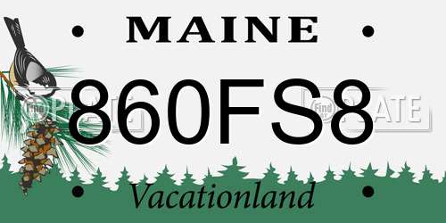 860FS8 Maine License Plate
