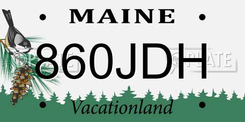 860JDH Maine License Plate