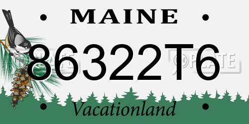 86322T6 Maine License Plate