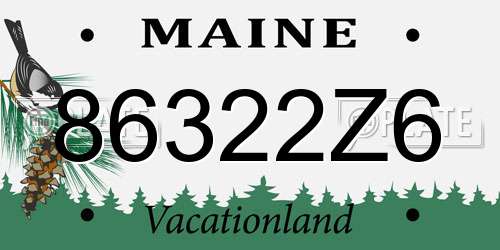 86322Z6 Maine License Plate