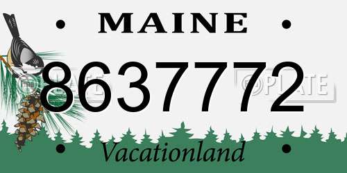 8637772 Maine License Plate